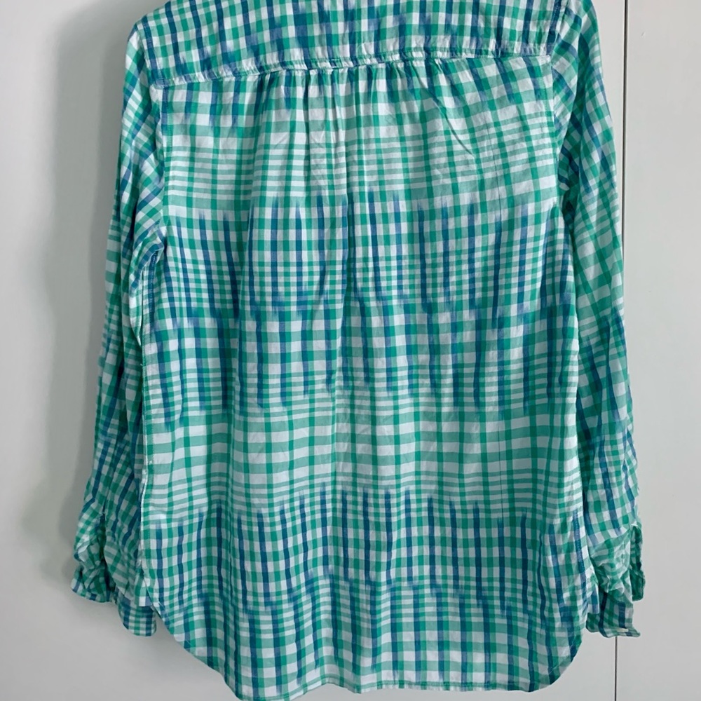 J Crew's Gingham Ikat Popover Shirt Size 2 (NWT) - Picture 5 of 7